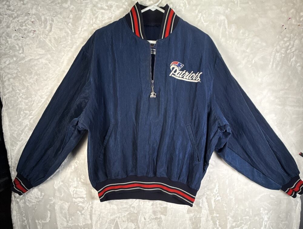 Lg VTG 80’s New England Patriots Starter Jacket 1/4 Zip Pullover Windbreaker